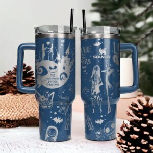 The Nightmare Before Christmas Movies Custom Stanley Quencher 40oz Stainless Steel Tumbler With Handle - Threewoofs