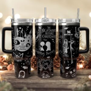 The Nightmare Before Christmas Movies Custom Stanley Quencher 40oz Stainless Steel Tumbler With Handle - Threewoofs