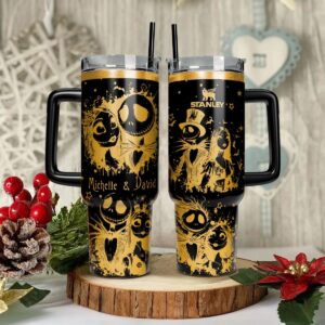 The Nightmare Before Christmas Movies Custom Stanley Quencher 40oz Stainless Steel Tumbler With Handle - Threewoofs