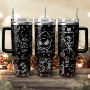 The Nightmare Before Christmas Movies Custom Stanley Quencher 40oz Stainless Steel Tumbler With Handle - Threewoofs