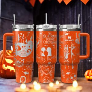 The Nightmare Before Christmas Movies Custom Stanley Quencher 40oz Stainless Steel Tumbler With Handle - Threewoofs