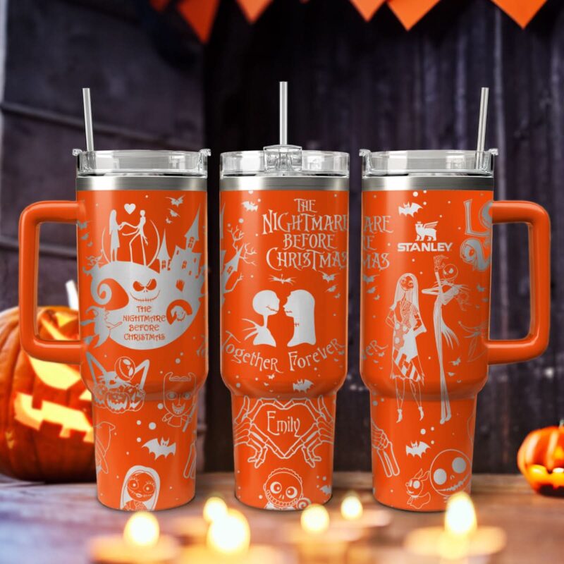 The Nightmare Before Christmas Movies Custom Stanley Quencher 40oz Stainless Steel Tumbler With Handle - Threewoofs