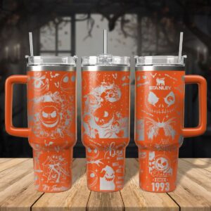 The Nightmare Before Christmas Movies Custom Stanley Quencher 40oz Stainless Steel Tumbler With Handle - Threewoofs