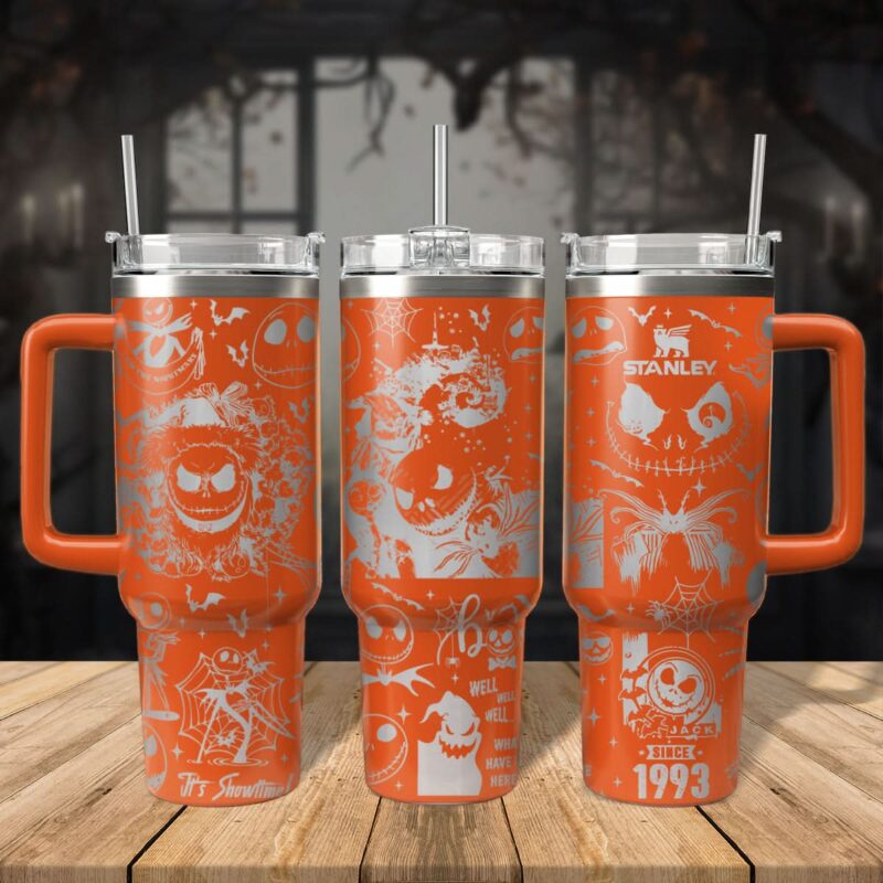 The Nightmare Before Christmas Movies Custom Stanley Quencher 40oz Stainless Steel Tumbler With Handle - Threewoofs