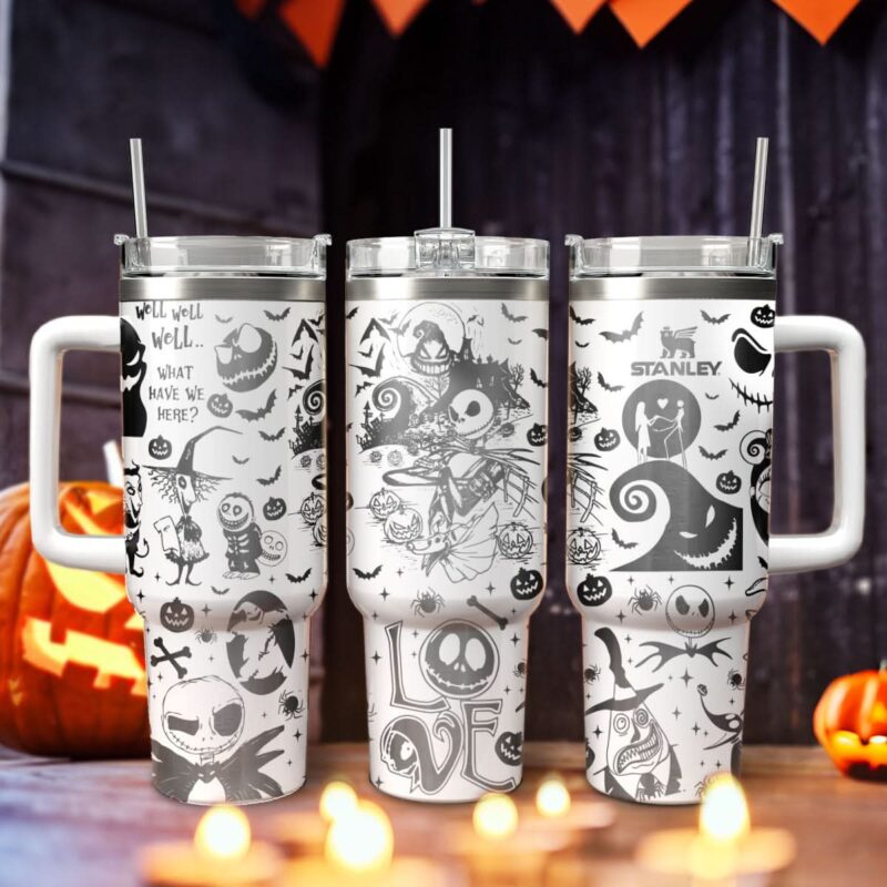 The Nightmare Before Christmas Movies Custom Stanley Quencher 40oz Stainless Steel Tumbler With Handle - Threewoofs