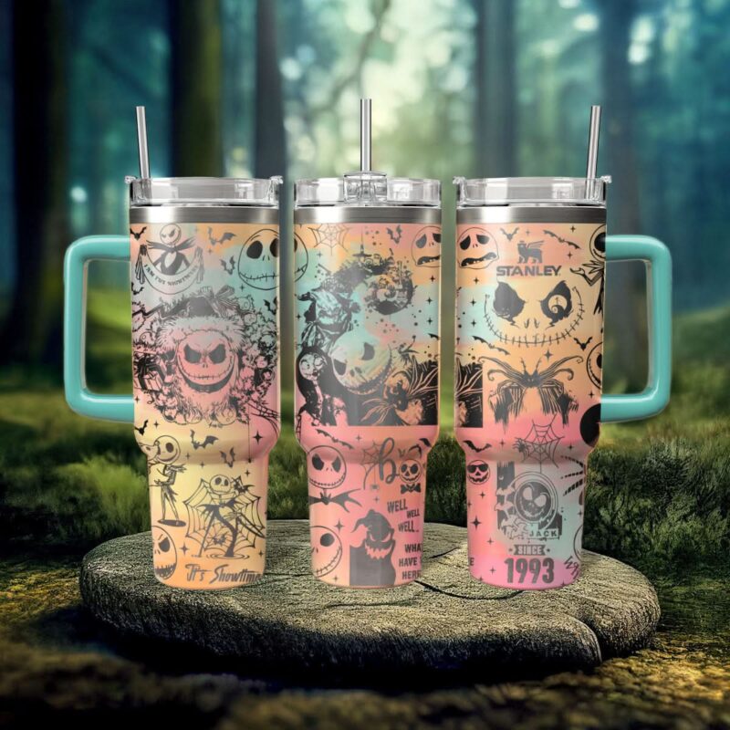 The Nightmare Before Christmas Movies Custom Stanley Quencher 40oz Stainless Steel Tumbler With Handle - Threewoofs