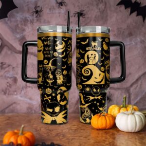 The Nightmare Before Christmas Movies Custom Stanley Quencher 40oz Stainless Steel Tumbler With Handle - Threewoofs