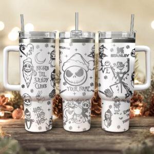 The Nightmare Before Christmas Movies Custom Stanley Quencher 40oz Stainless Steel Tumbler With Handle - Threewoofs