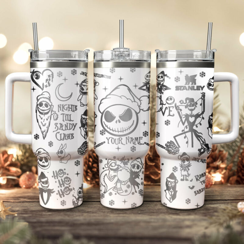 The Nightmare Before Christmas Movies Custom Stanley Quencher 40oz Stainless Steel Tumbler With Handle - Threewoofs