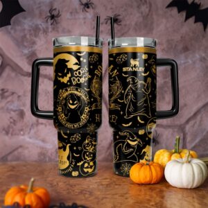 The Nightmare Before Christmas Movies Custom Stanley Quencher 40oz Stainless Steel Tumbler With Handle - Threewoofs