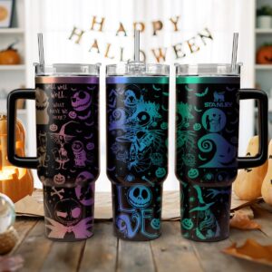 The Nightmare Before Christmas Movies Custom Stanley Quencher 40oz Stainless Steel Tumbler With Handle - Threewoofs