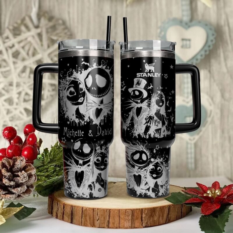 The Nightmare Before Christmas Movies Custom Stanley Quencher 40oz Stainless Steel Tumbler With Handle - Threewoofs