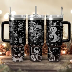 The Nightmare Before Christmas Movies Custom Stanley Quencher 40oz Stainless Steel Tumbler With Handle - Threewoofs