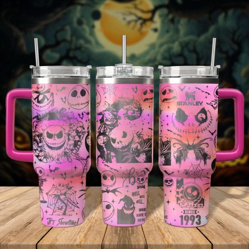 The Nightmare Before Christmas Movies Custom Stanley Quencher 40oz Stainless Steel Tumbler With Handle - Threewoofs