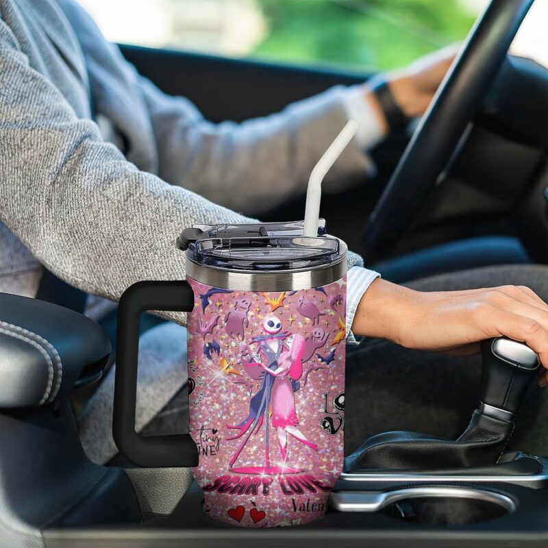 The Nightmare Before Christmas Movies Valentine Custom Stanley Quencher 40oz Stainless Steel Tumbler With Handle - Threewoofs - Image 2