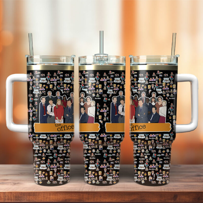 The Office TV Series Custom Stanley Quencher 40oz Stainless Steel Tumbler With Handle - Threewoofs