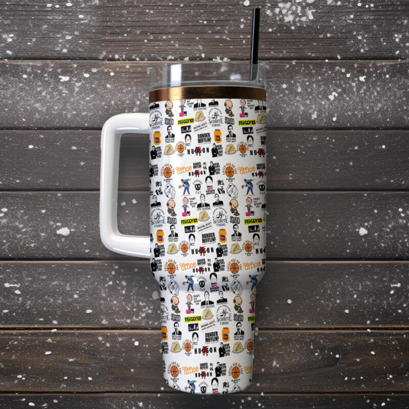 The Office TV Series Custom Stanley Quencher 40oz Stainless Steel Tumbler With Handle - Threewoofs - Image 2