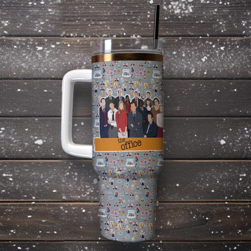 The Office TV Series Custom Stanley Quencher 40oz Stainless Steel Tumbler With Handle - Threewoofs - Image 2