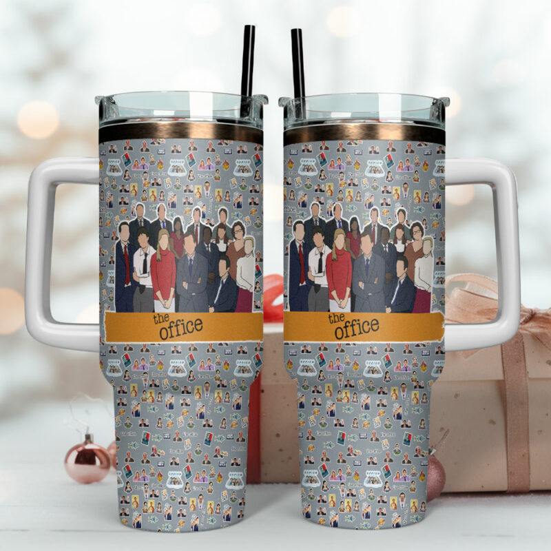 The Office TV Series Custom Stanley Quencher 40oz Stainless Steel Tumbler With Handle - Threewoofs - Image 4