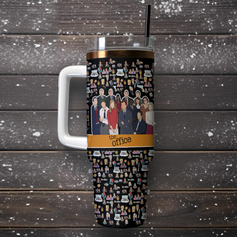 The Office TV Series Custom Stanley Quencher 40oz Stainless Steel Tumbler With Handle - Threewoofs - Image 2