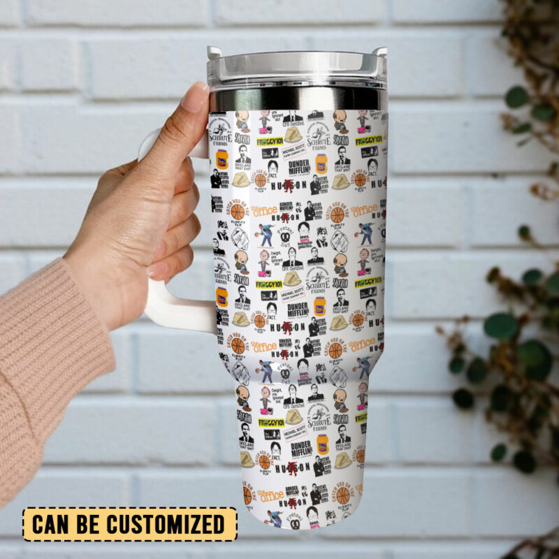 The Office TV Series Custom Stanley Quencher 40oz Stainless Steel Tumbler With Handle - Threewoofs - Image 3