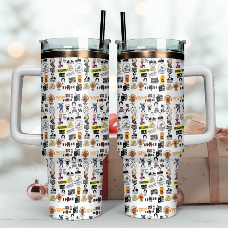 The Office TV Series Custom Stanley Quencher 40oz Stainless Steel Tumbler With Handle - Threewoofs - Image 4