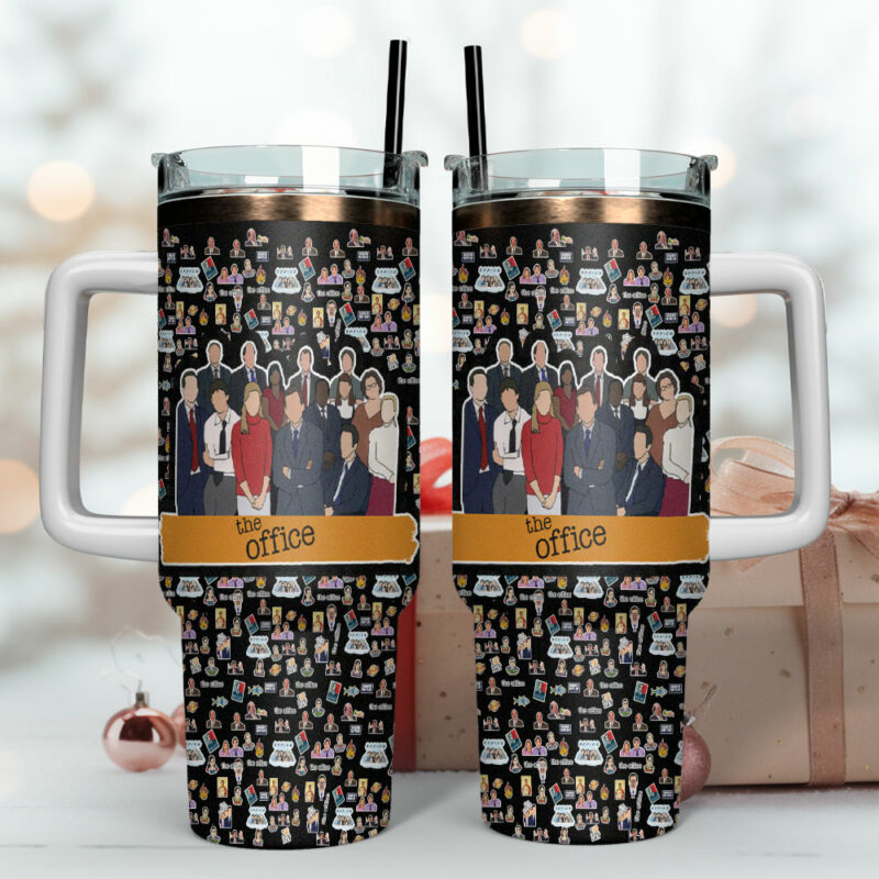 The Office TV Series Custom Stanley Quencher 40oz Stainless Steel Tumbler With Handle - Threewoofs - Image 4