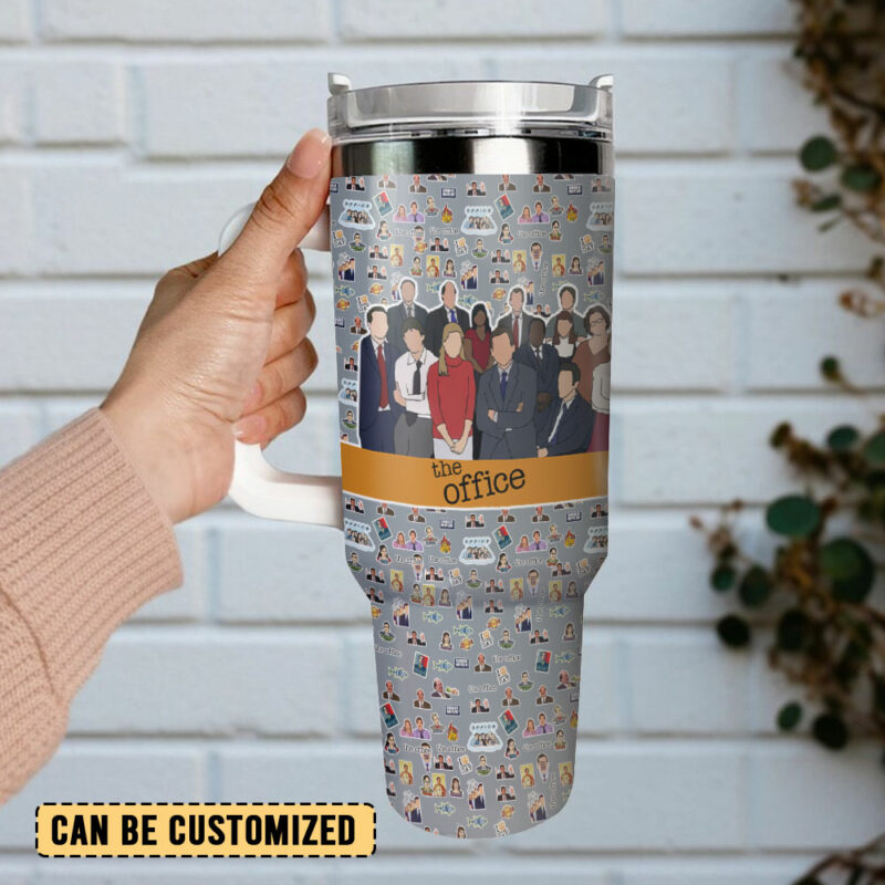 The Office TV Series Custom Stanley Quencher 40oz Stainless Steel Tumbler With Handle - Threewoofs - Image 3