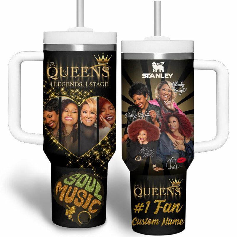 The Queens: 4 Legends Music Custom Stanley Quencher 40oz Stainless Steel Tumbler With Handle - Threewoofs - Image 2