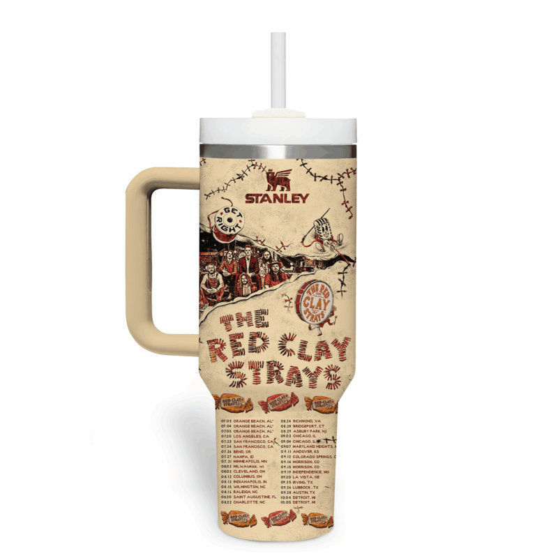 The Red Clay Strays Music Custom Stanley Quencher 40oz Stainless Steel Tumbler With Handle - Threewoofs - Image 2