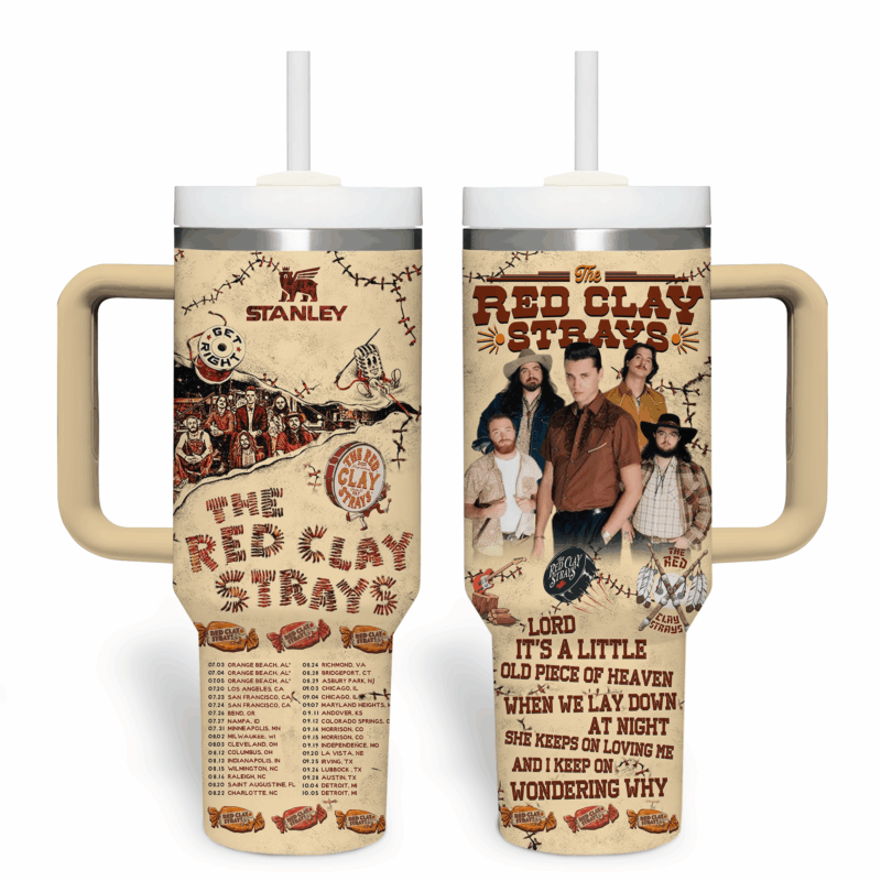 The Red Clay Strays Music Custom Stanley Quencher 40oz Stainless Steel Tumbler With Handle - Threewoofs - Image 4