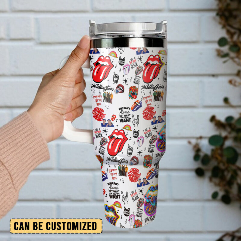 The Rolling Stones Music Custom Stanley Quencher 40oz Stainless Steel Tumbler With Handle - Threewoofs - Image 3