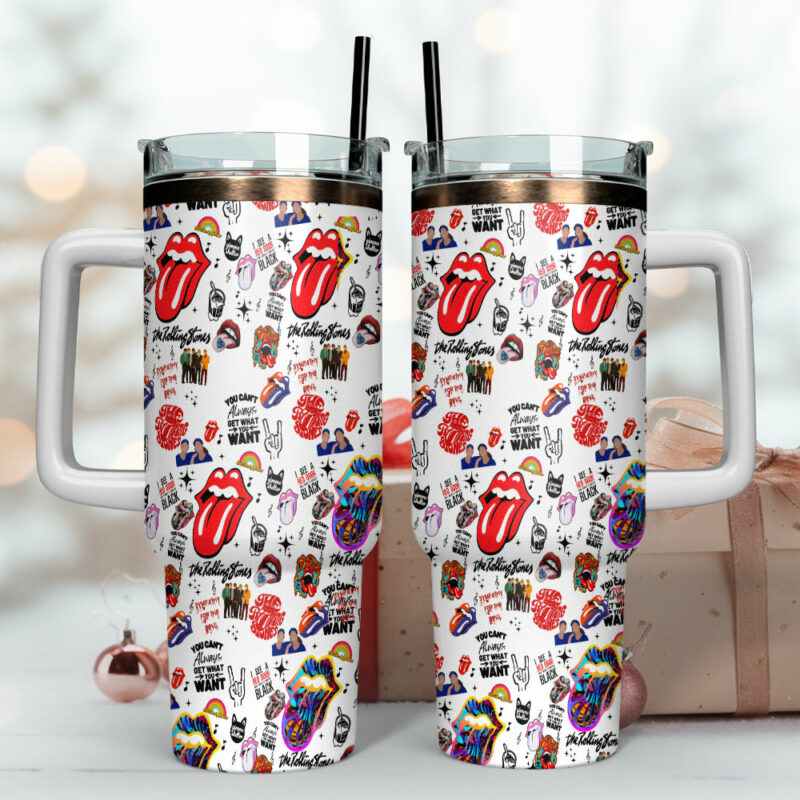 The Rolling Stones Music Custom Stanley Quencher 40oz Stainless Steel Tumbler With Handle - Threewoofs - Image 4
