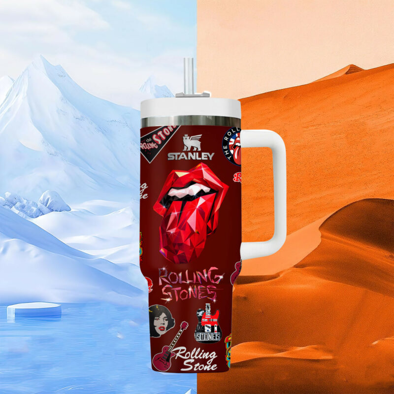 The Rolling Stones Music Custom Stanley Quencher 40oz Stainless Steel Tumbler With Handle - Threewoofs - Image 6