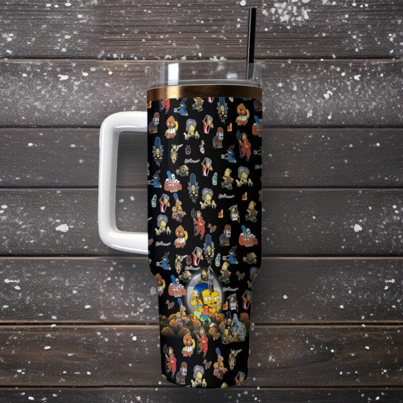 The Simpsons TV Series Custom Stanley Quencher 40oz Stainless Steel Tumbler With Handle - Threewoofs - Image 2