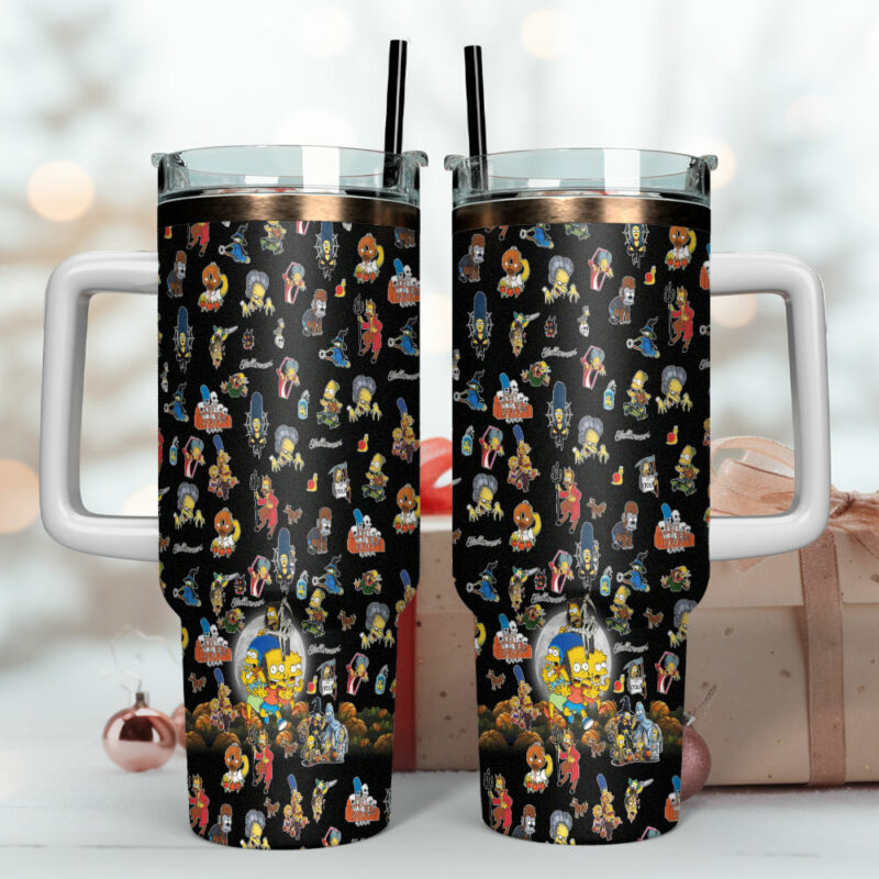 The Simpsons TV Series Custom Stanley Quencher 40oz Stainless Steel Tumbler With Handle - Threewoofs - Image 4