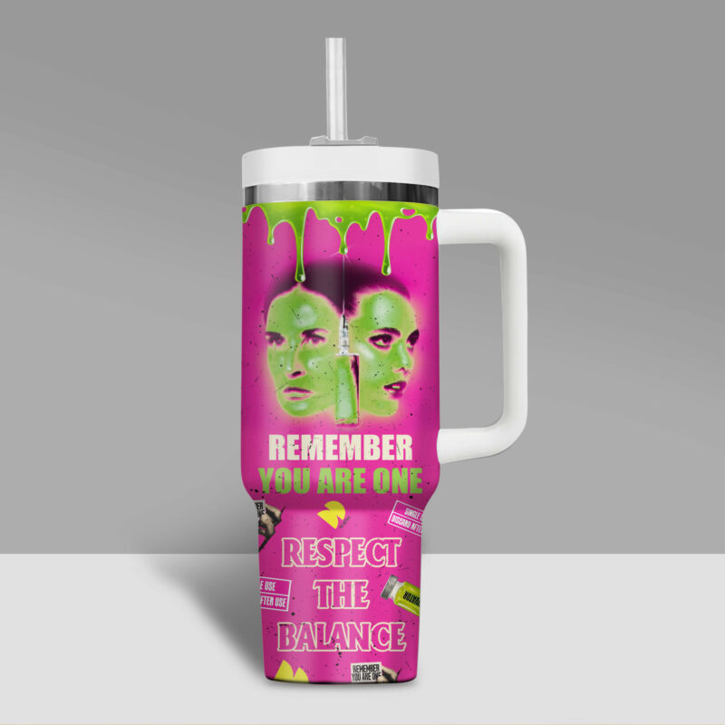 The Substance Movies Custom Stanley Quencher 40oz Stainless Steel Tumbler With Handle - Threewoofs - Image 3