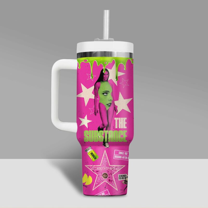 The Substance Movies Custom Stanley Quencher 40oz Stainless Steel Tumbler With Handle - Threewoofs - Image 2