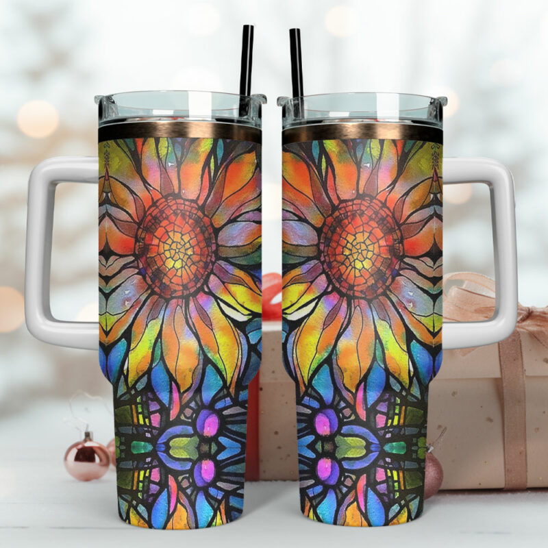 The Sunflower Custom Stanley Quencher 40oz Stainless Steel Tumbler With Handle - Threewoofs - Image 4