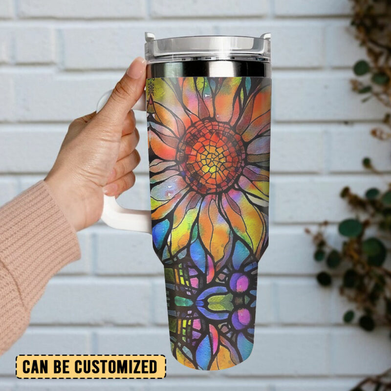 The Sunflower Custom Stanley Quencher 40oz Stainless Steel Tumbler With Handle - Threewoofs - Image 3