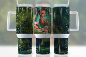 Enchanting Bayou Beauty Travel Mug - Unique Art Design with Handle & Straw
