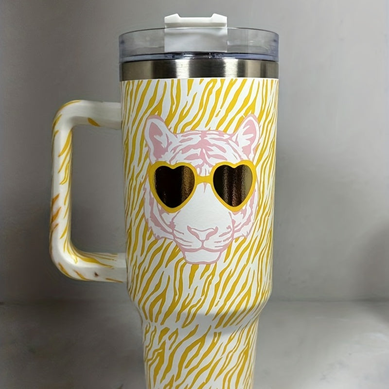 Stylish Tiger Heart Sunglasses Mug - Insulated Travel Tumbler for Hot & Cold Drinks