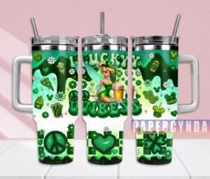 Lucky Vibes St. Patrick's Day Tumbler with Lid & Straw - 40oz Insulated Cup