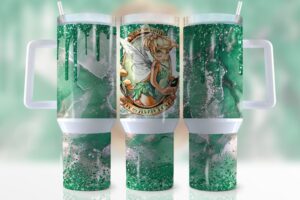 Enchanting Fairy Glitter Tumbler - Double-Walled, Spill-Proof with Handle & Straw