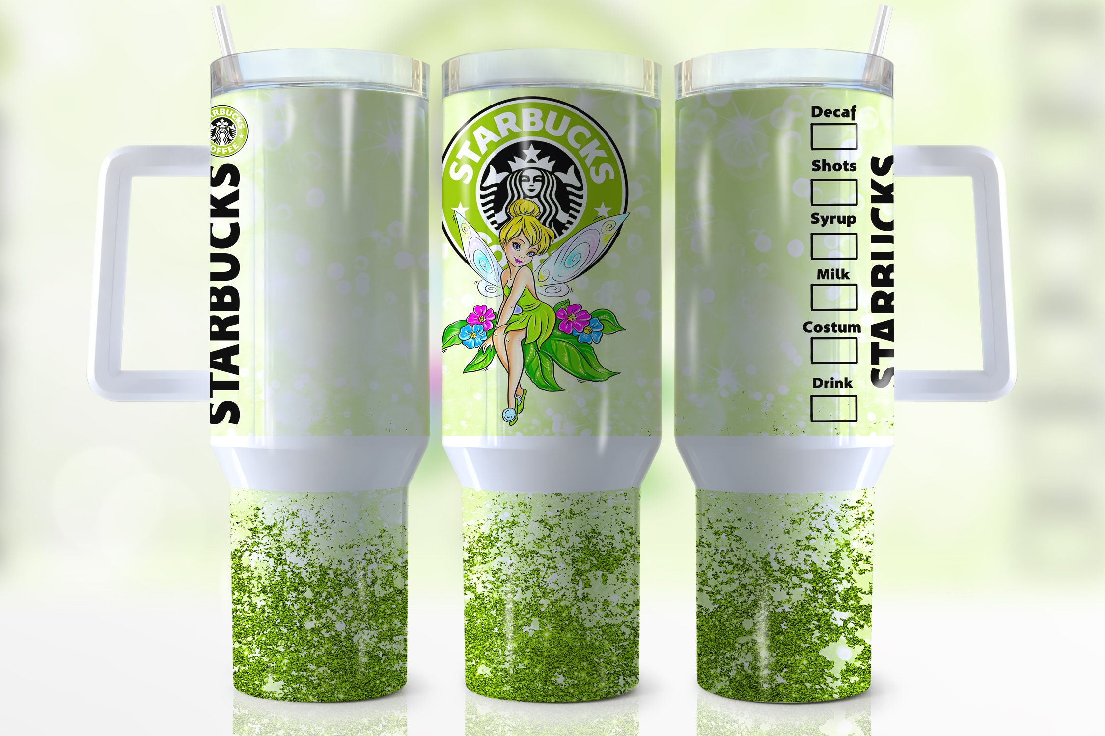 Magical Fairy-Themed Starbucks Tumbler with Handle & Glitter Design