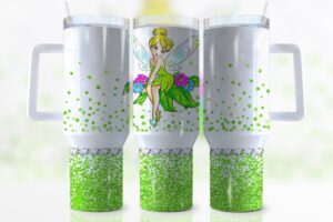Magical Fairy Glitter Tumbler - Enchanting Design with Handle & Straw