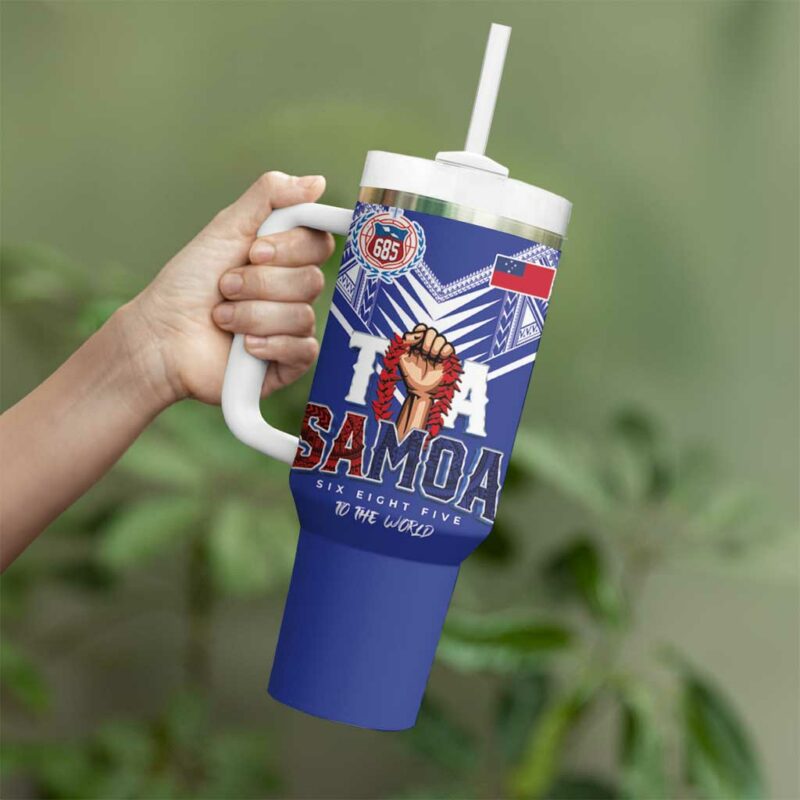 Toa Samoa Rugby Six Eight Five to The World Custom Stanley Quencher 40oz Stainless Steel Tumbler With Handle - Threewoofs - Image 3