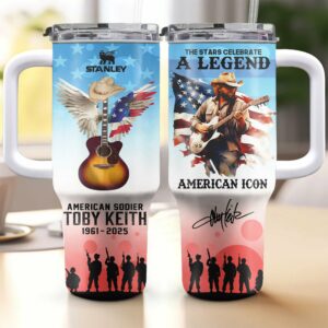 Toby Keith Music Custom Stanley Quencher 40oz Stainless Steel Tumbler With Handle - Threewoofs
