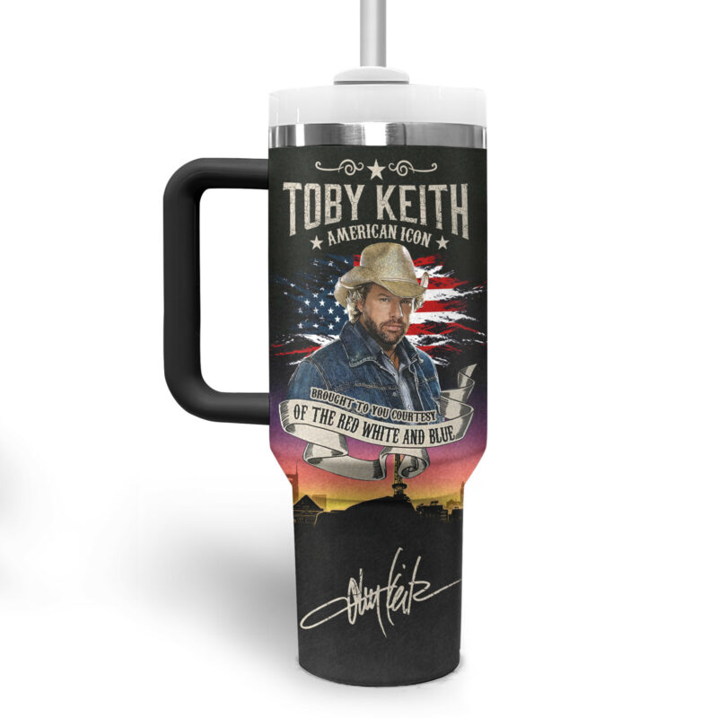 Toby Keith Music Custom Stanley Quencher 40oz Stainless Steel Tumbler With Handle - Threewoofs - Image 4