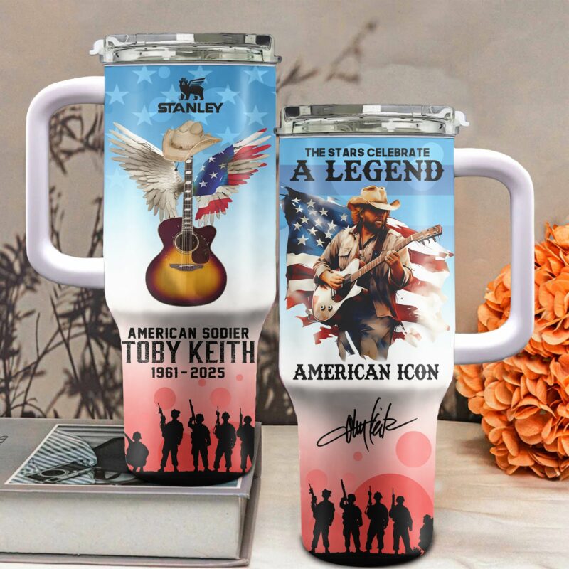 Toby Keith Music Custom Stanley Quencher 40oz Stainless Steel Tumbler With Handle - Threewoofs - Image 2